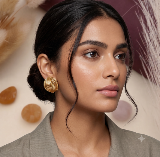 Textured Gold Leaf Studs