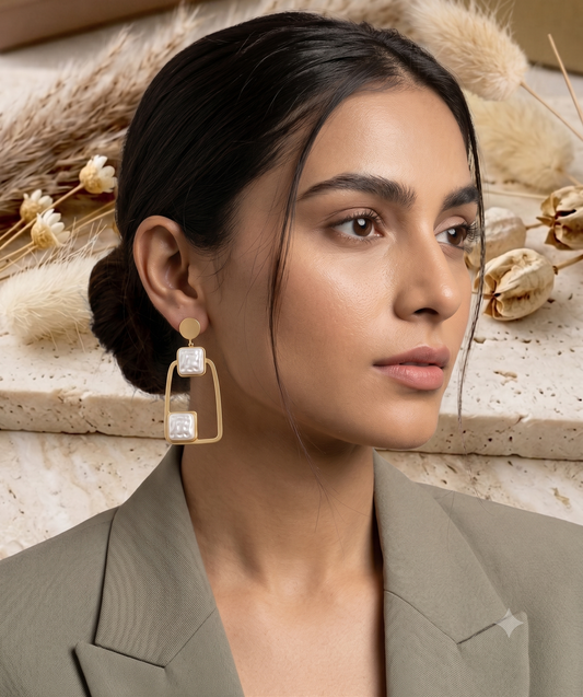 Abstract Geometric Open-Frame Drop Earrings