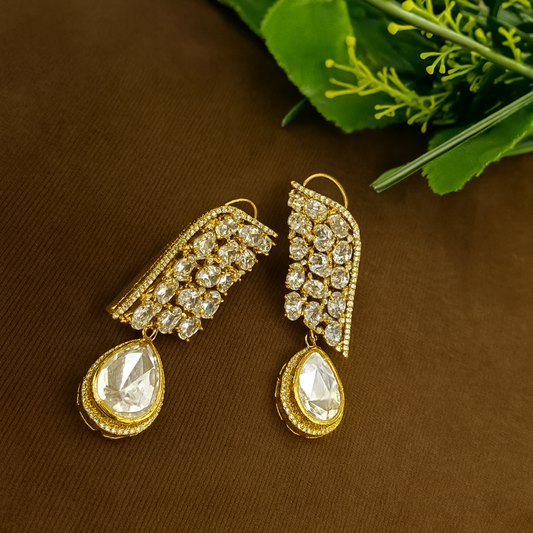 Crystal Polki Drop Danglers