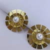 Golden Radiance Pearl Bloom Studs