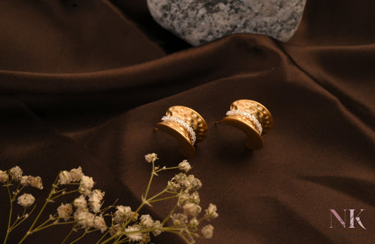 Golden Aura Hammered Studs with CZ Sparkle