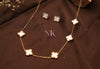 Radiant Clover Charm Neckline & Studs Set