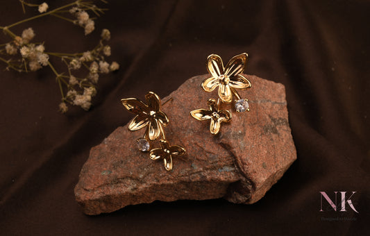 Golden Blossom CZ Studs