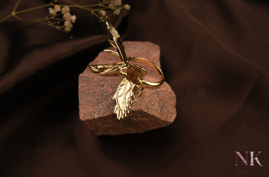 Golden Butterfly Charm Adjustable Ring