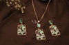 Emerald Butterfly Charm Neckline & Studs Set