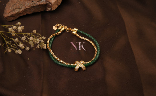 Emerald Luxe Dual-Strand Golden Green Bracelet
