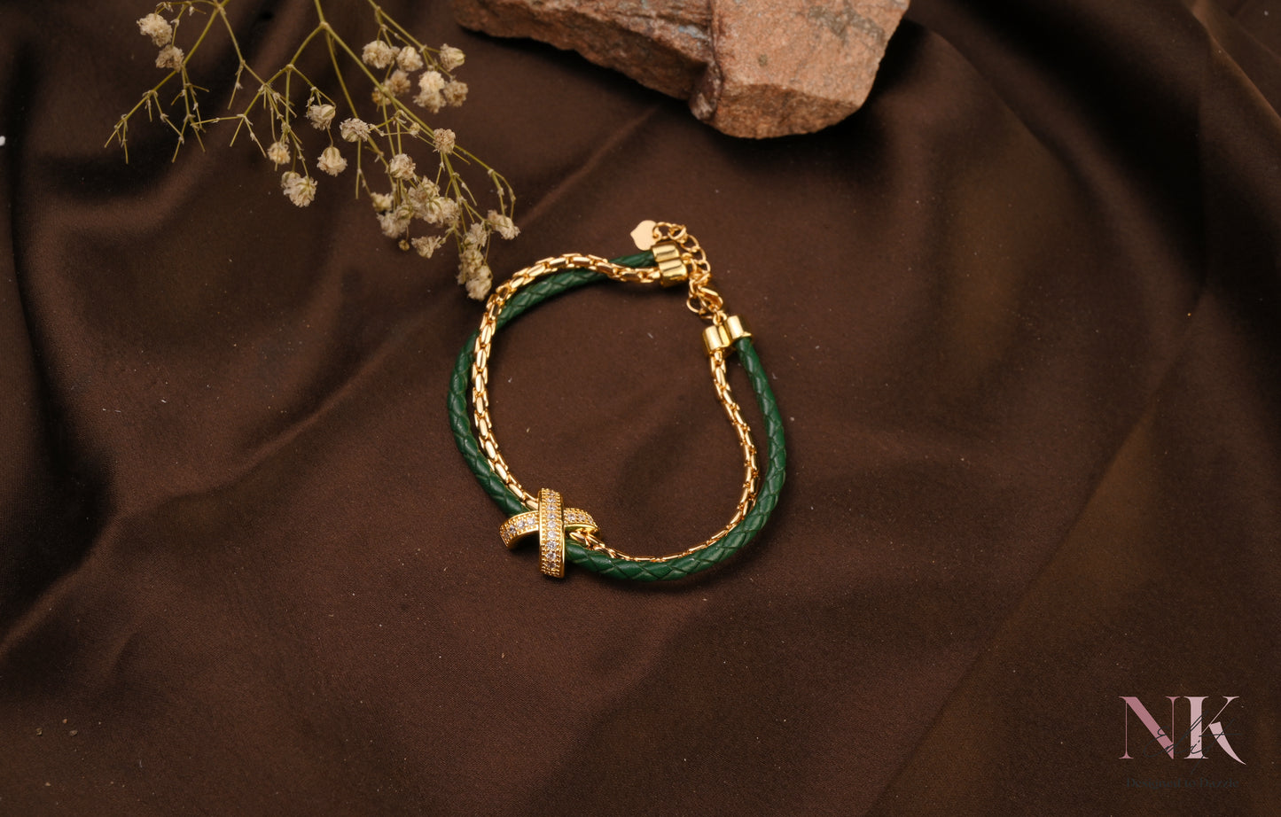 Emerald Luxe Dual-Strand Golden Green Bracelet