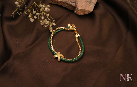 Emerald Luxe Dual-Strand Golden Green Bracelet