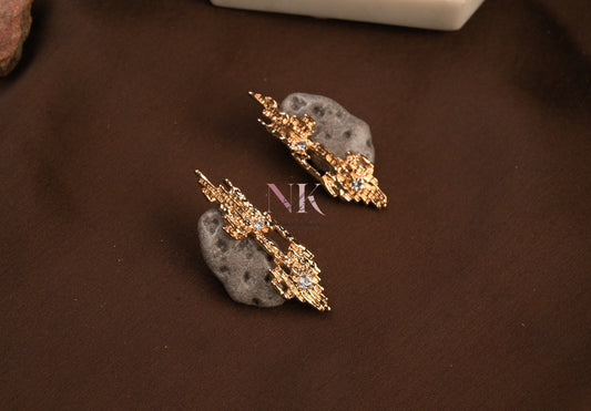 Golden Textured Grey Stone Spark Studs