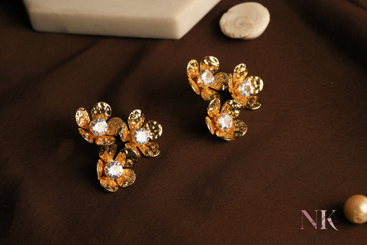 Golden Crystal Bloom Studs