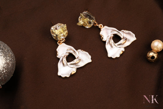 Golden Bloom Grey Crystal Dangler