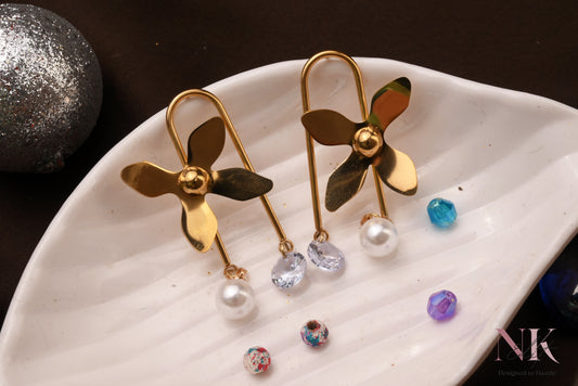 Golden Bloom Pearl Drops Earrings