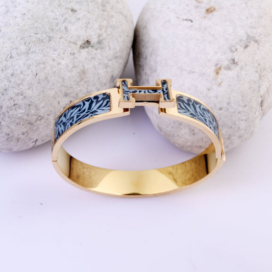 Golden Enamel Leaf Bangle