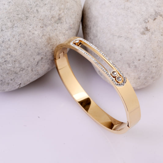 Hollow Cut Moveable Crystal Gold Bracelet