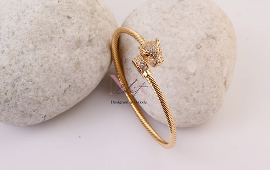 Majestic Panther Head Gold Bracelet