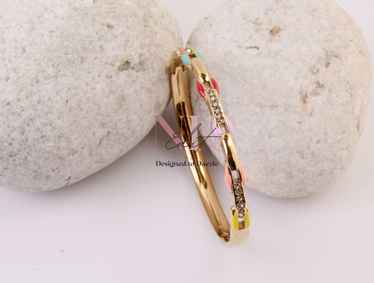 Radiant Spectrum Crystal Gold Bangle