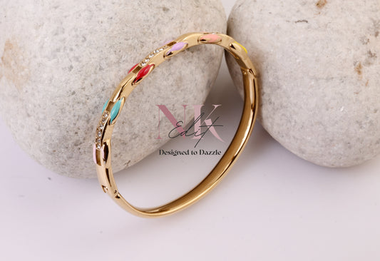 Radiant Spectrum Crystal Gold Bangle