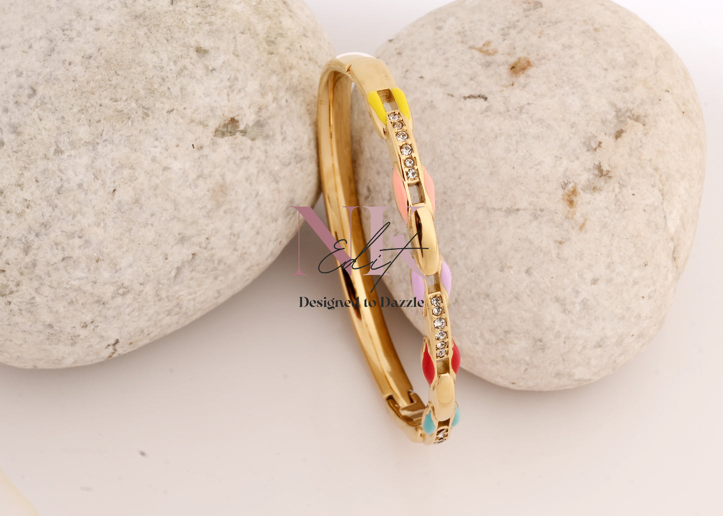 Radiant Spectrum Crystal Gold Bangle