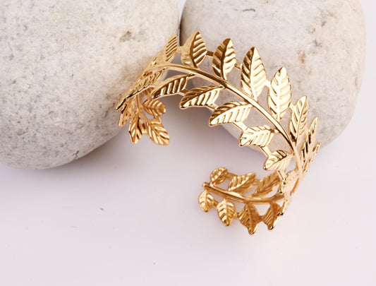 Golden Leaf Vine Statement Cuff