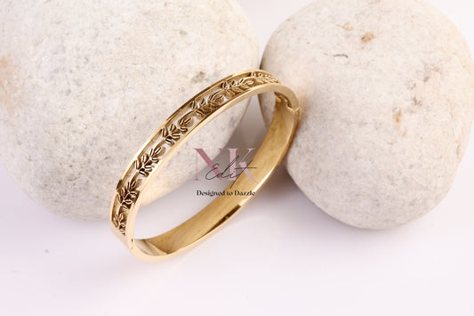 Golden Leaf Carved Elegance Bangle