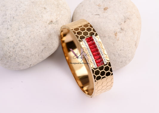 Red Ruby Honeycomb Cuff Bracelet