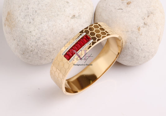 Red Ruby Honeycomb Cuff Bracelet