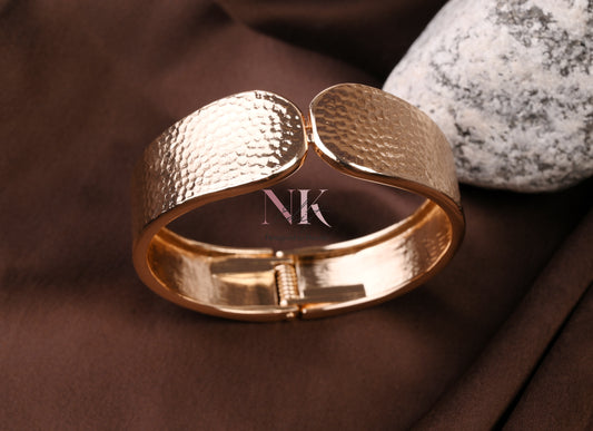 Golden Hammered Elegance Cuff Bracelet