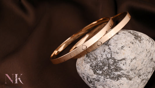 Rose Gold Heart-Engraved Bangle