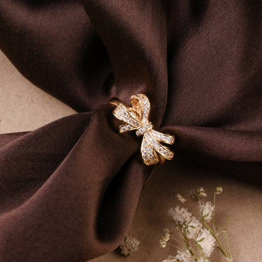Golden Bow Diamond style Ring
