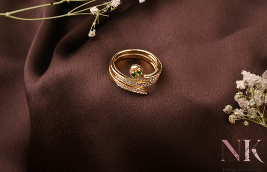 Emerald Serpent Glam Ring