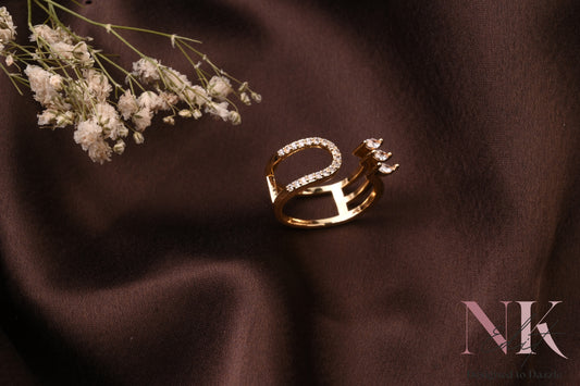 Golden Orbit Dual Band Ring