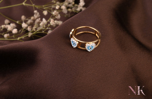 Blue Evil Eye Heart Ring