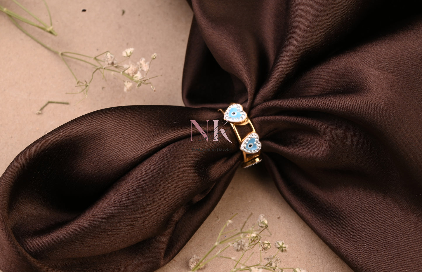 Blue Evil Eye Heart Ring