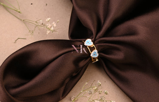 Blue Evil Eye Heart Ring