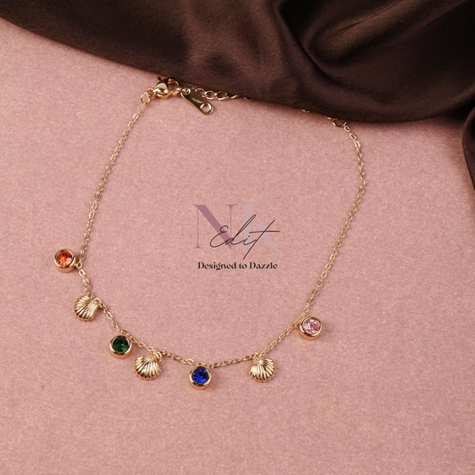 Radiant Multicolor Charm Chain Anklet