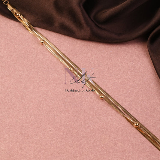 Golden Triple Layer Chain Anklet