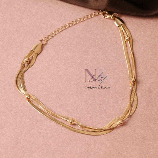 Golden Triple Layer Chain Anklet