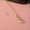 Golden Starfish & Seashell Charm Chain Bracelet
