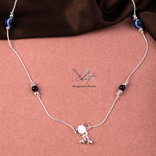 Silver-Tone Evil Eye Anklet Set