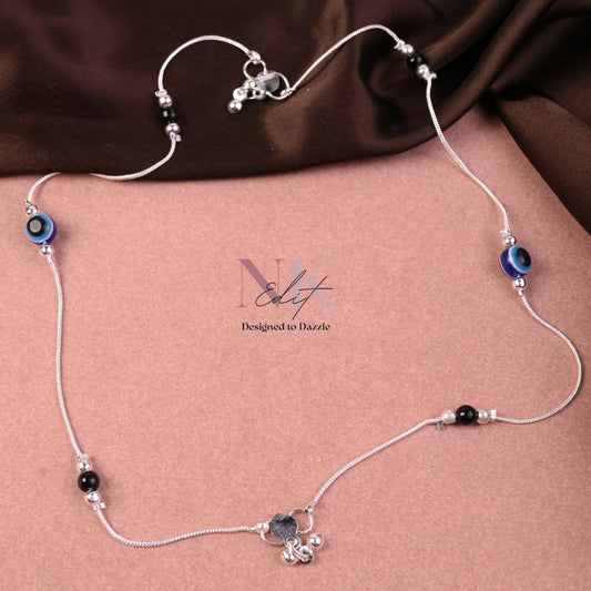 Silver-Tone Evil Eye Anklet Set