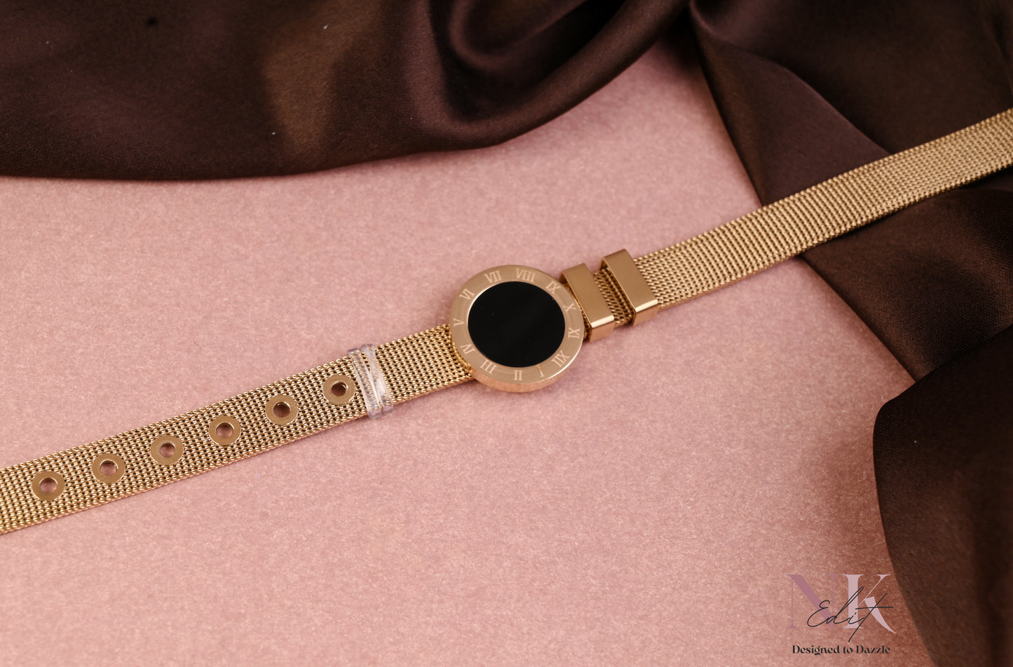 Timeless Roman Dial Charm Mesh Bracelet