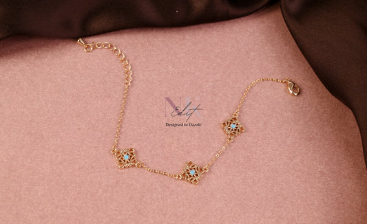 Loewe Ornate Blue Stone Charm Chain Bracelet