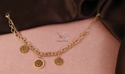 Golden Tree of Life Dual-Layer Charm Bracelet