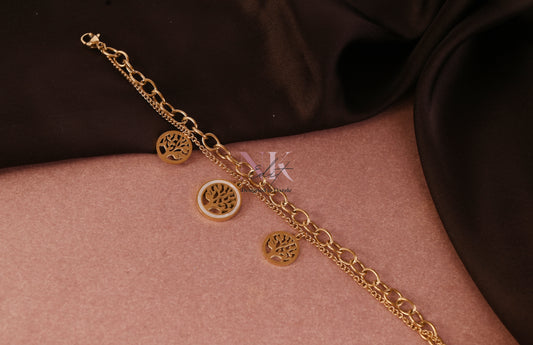 Golden Tree of Life Dual-Layer Charm Bracelet