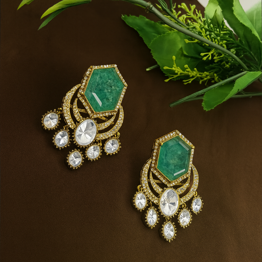 Emerald Doublet Stone Chandbali Danglers