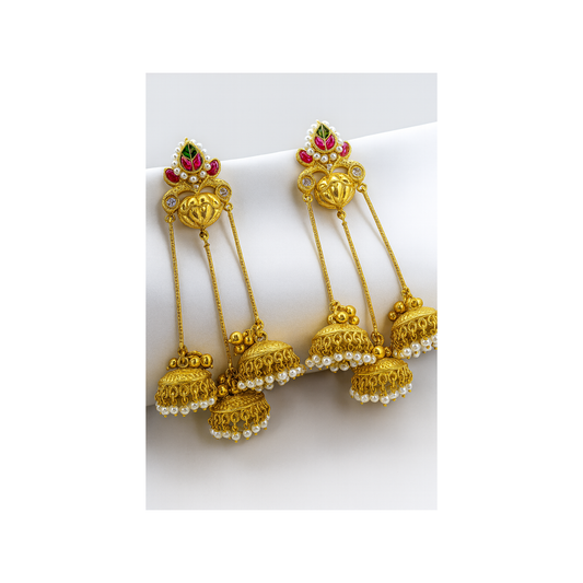 Royal Lotus Kashmiri Jhumka Danglers