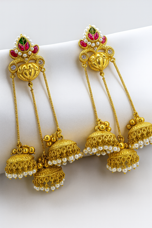 Royal Lotus Kashmiri Jhumka Danglers