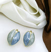 Blue Marble Leaf Studs