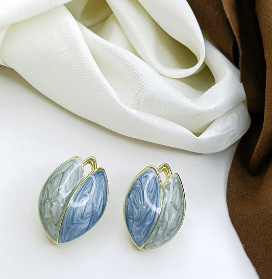 Blue Marble Leaf Studs