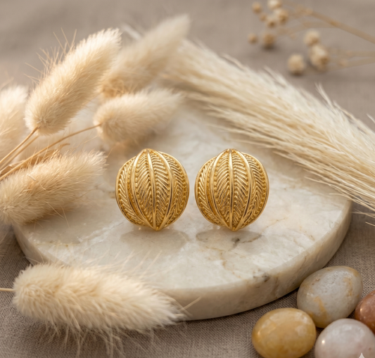 Textured Gold Leaf Studs